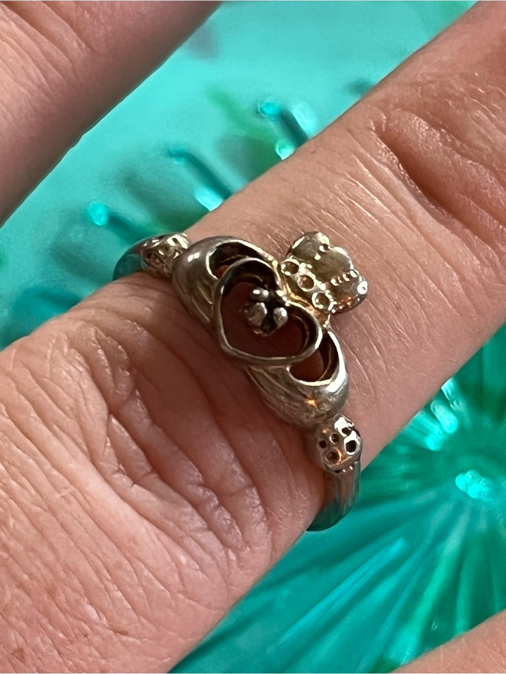 Vintage Sterling Silver 925 Traditional Irish Claddagh Heart Size 6.5 Ring